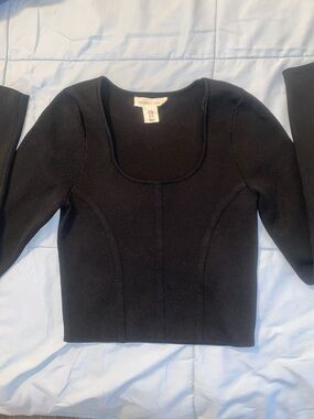 Happily Grey Black Scoop Neck Cropped Top